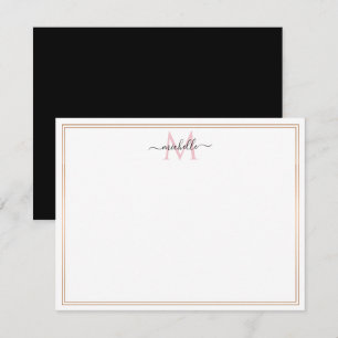 Modern frame chic script monogram note card