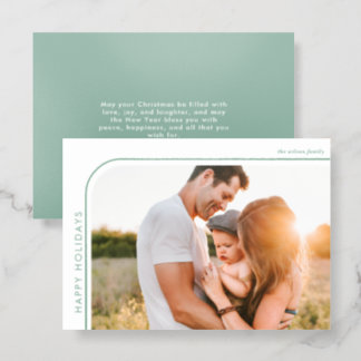 Modern Frame Christmas 4 Photos Holiday Letterpress Photo Cards
