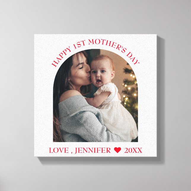 Modern Frame Custom Photo Happy First Mothers Day  Canvas Print (Front)