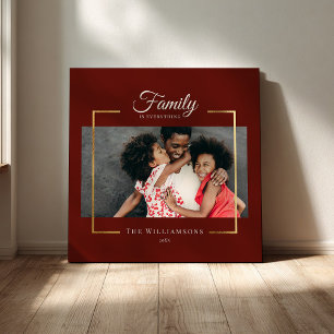 Modern Frame    Family is EVERYTHING Photo Gold Faux Canvas Print