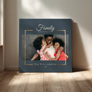 Modern Frame    Family is EVERYTHING Photo Gold Faux Canvas Print