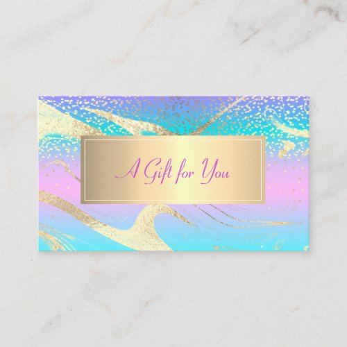 Modern FrameGold Confetti Holographic Opal Discount Card