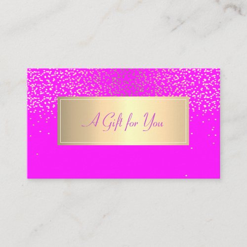 Modern FrameGold Confetti Pink Fluorescent  Discount Card
