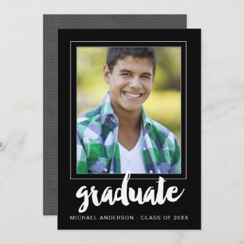 Modern Frame Male Photo Graduation Party Invite by monogramgallery at Zazzle