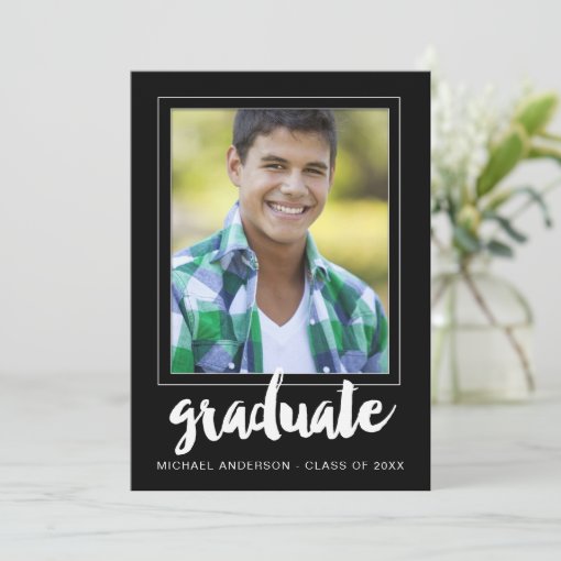 Modern Frame Male Photo Graduation Party Invite | Zazzle