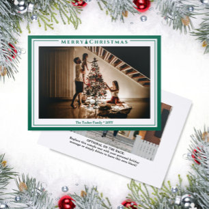Modern Frame Merry Christmas 2-Photo Letterpress Photo Cards