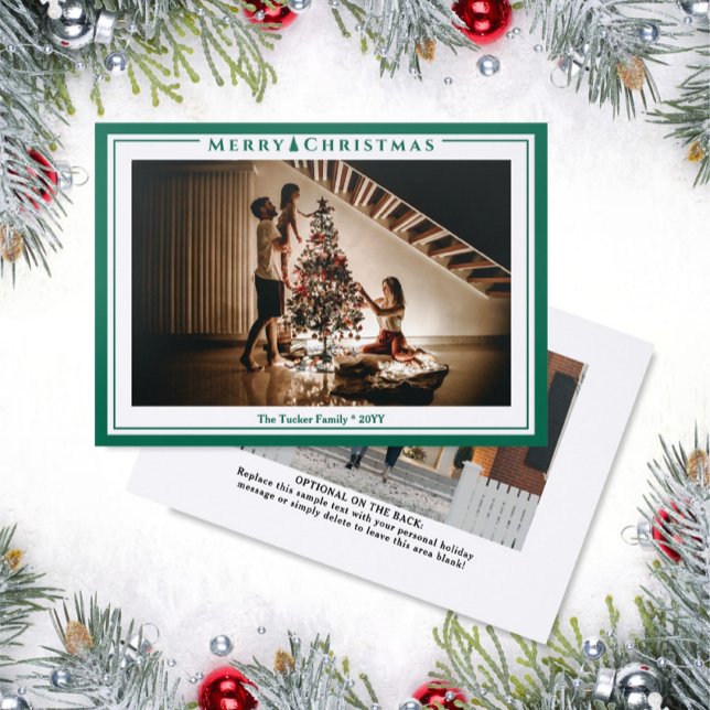 Modern Frame Merry Christmas 2-Photo Letterpress Photo Cards (Creator Uploaded)