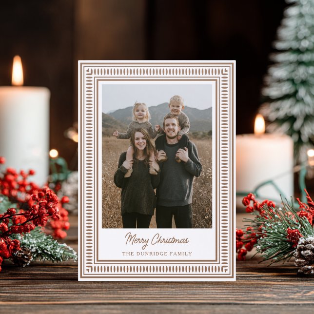 Modern Frame Merry Christmas Holiday Letterpress Photo Cards (Creator Uploaded)