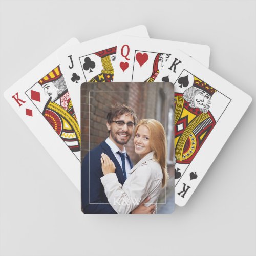 Modern Frame Monogram Personalized Photo Playing Cards