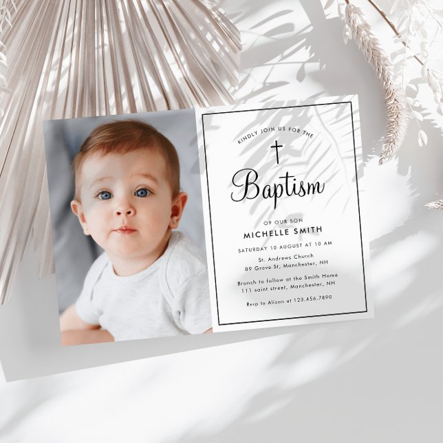 modern frame photo baptism invitation (Creator Uploaded)