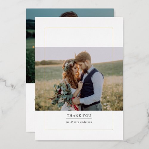 Modern Frame Photo Wedding Thank You Card