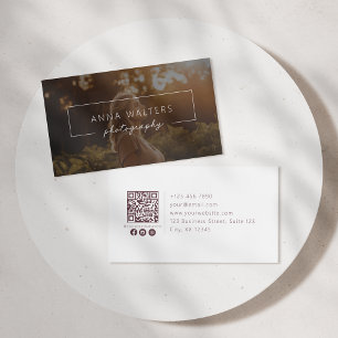 Modern framed name, qr code, photography, photo business card