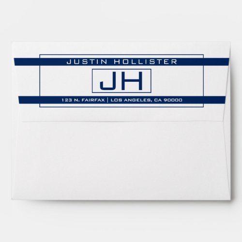 Modern Framed Navy Blue Grey Professional A7 Envelope