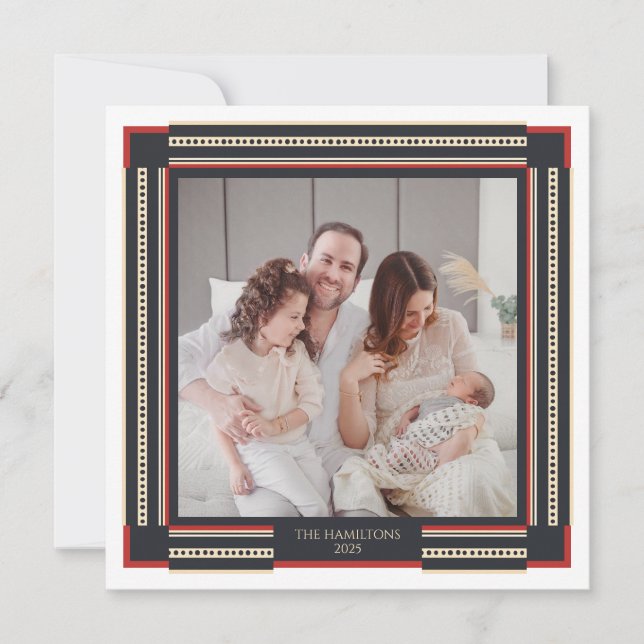 Modern Framed Photo Holiday Card (Front)