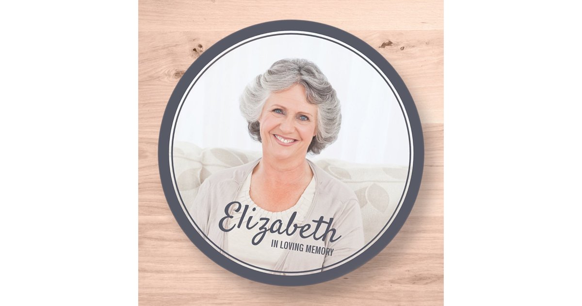 Funeral Sticker Frame Modern Frames Simple Photo Funeral Memorial Classic Round Sticker | Zazzle