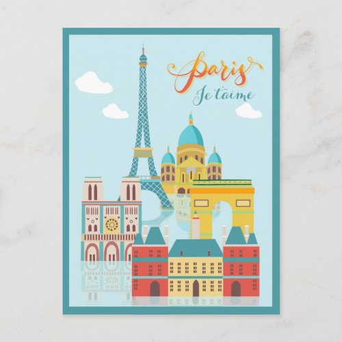 Modern France Paris je taime  Eiffel Tower Travel Postcard