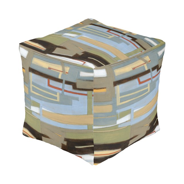 Modern Free Expression Painting by Norman Wyatt Pouf (Angled Front)