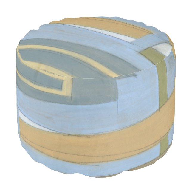 Modern Free Expression Painting by Norman Wyatt Pouf (Angled Front)