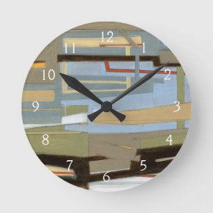 Modern Free Expression Painting by Norman Wyatt Round Clock