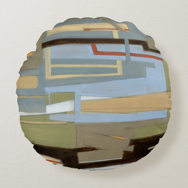 Modern Free Expression Painting by Norman Wyatt Round Pillow (Front)