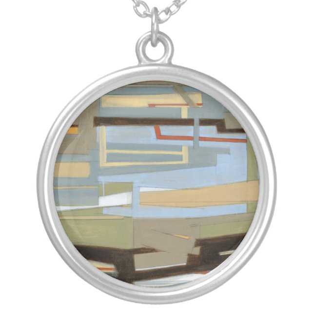 Modern Free Expression Painting by Norman Wyatt Silver Plated Necklace (Front)