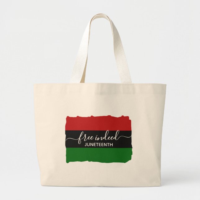 Modern FREE INDEED Pan African JUNETEENTH Large Tote Bag (Front)