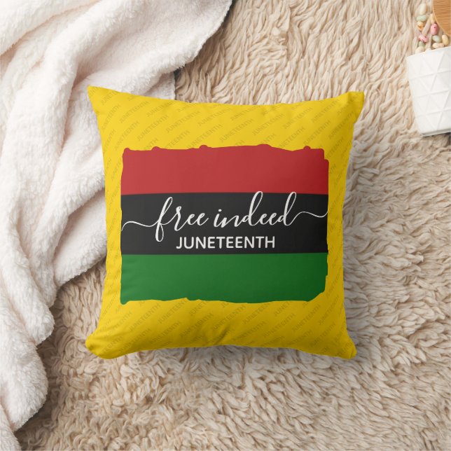 Modern FREE INDEED Pan African JUNETEENTH Throw Pillow (Blanket)