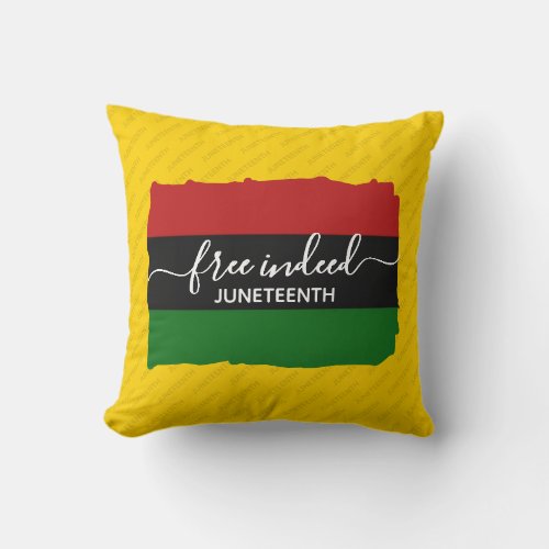 Modern FREE INDEED Pan African JUNETEENTH Throw Pillow