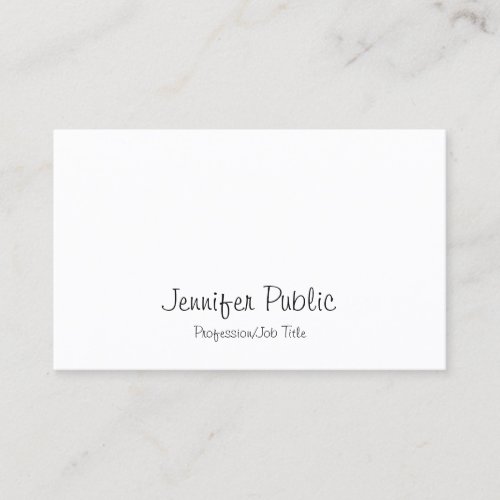 Modern Freehand Script Elegant Sleek Pretty Plain Business Card