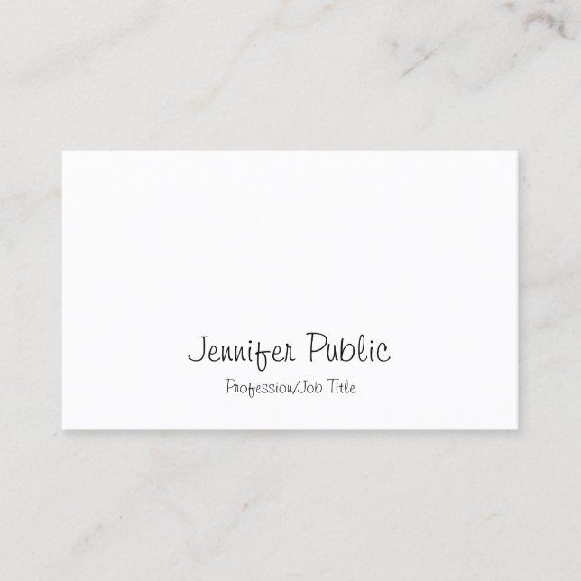 Modern Freehand Script Elegant Sleek Pretty Plain Business Card (Front)