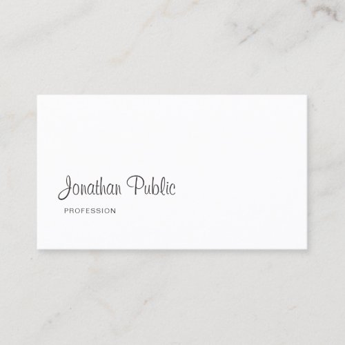 Modern Freehand Script Sophisticated Clean Plain Business Card