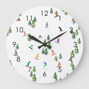 Modern Freeride Snowboarder Snowboarding Art Large Clock