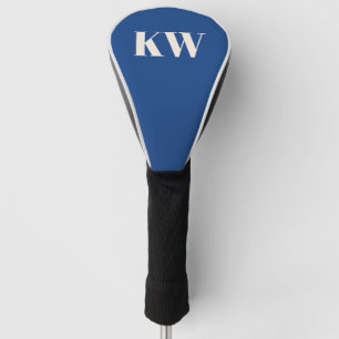 Modern French Blue Monogram Initials Personalized Golf Head Cover
