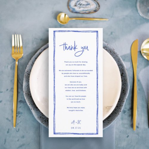 Modern French Blue Wedding Thank You Place Cards
