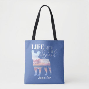 Modern French Bulldog Beach Theme Tote