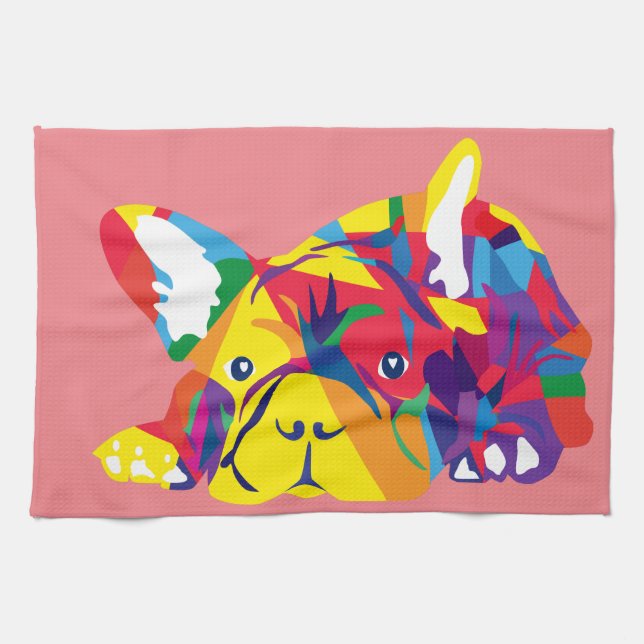 Modern French Bulldog Silhouette Kitchen Towel (Horizontal)