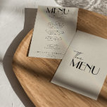 Modern French Funky Retro Whimsical Wedding Menu<br><div class="desc">A colorful retro funky modern bright  wedding dinner menu. Which features chic template design of boho vintage creamy background and pink typography and hand written menu in black. Perfect and matching with the whole suite.</div>