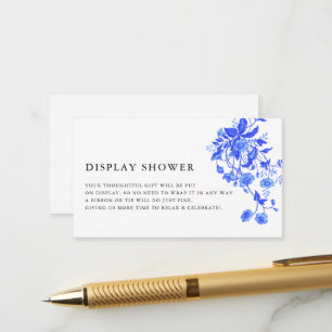 Modern French Toile Blue Floral Display Shower Enclosure Card