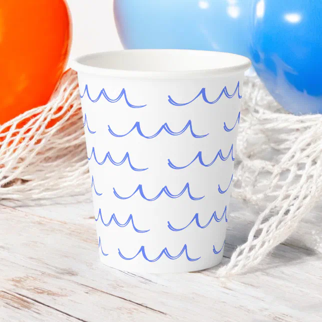 Modern French Waves Water Paper Cups | Zazzle