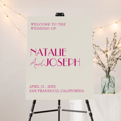 Modern French Whimsical Retro Fun Wedding Welcome Foam Board