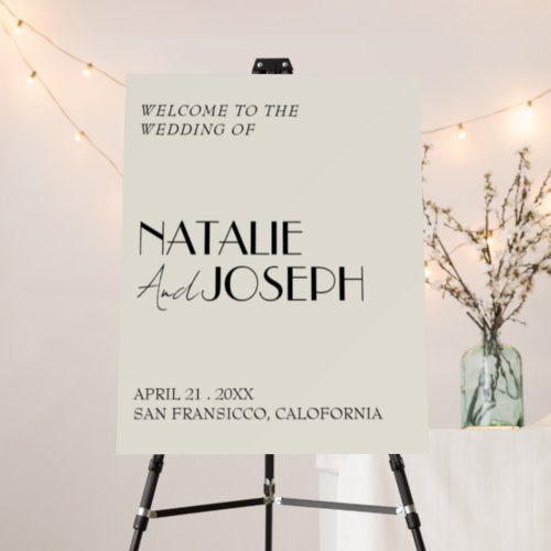 Modern French Whimsical Retro Wedding Welcome Sign