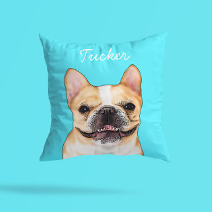 Modern Frenchie Bulldog Illustration Add Name Throw Pillow