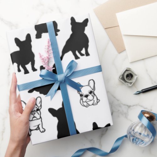 Modern Frenchie French Bulldog Christmas  Wrapping Paper