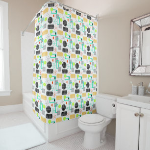 Modern Fresh Bright Geometric Pattern Shower Curtain