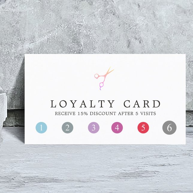Modern Fresh Colorful Scissors HairStylist Loyalty Card (Creator Uploaded)