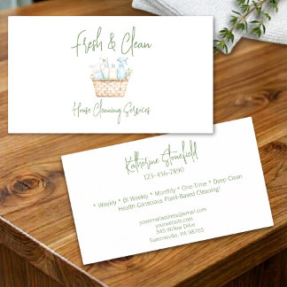 Modern Fresh Custom House Cleaning Services Business Card