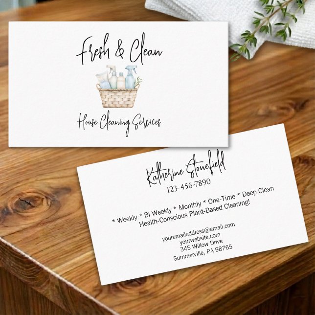 Modern Fresh Custom House Cleaning Services Business Card (Creator Uploaded)