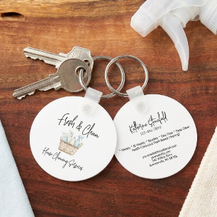 Modern Fresh Custom House Cleaning Services Promo Keychain