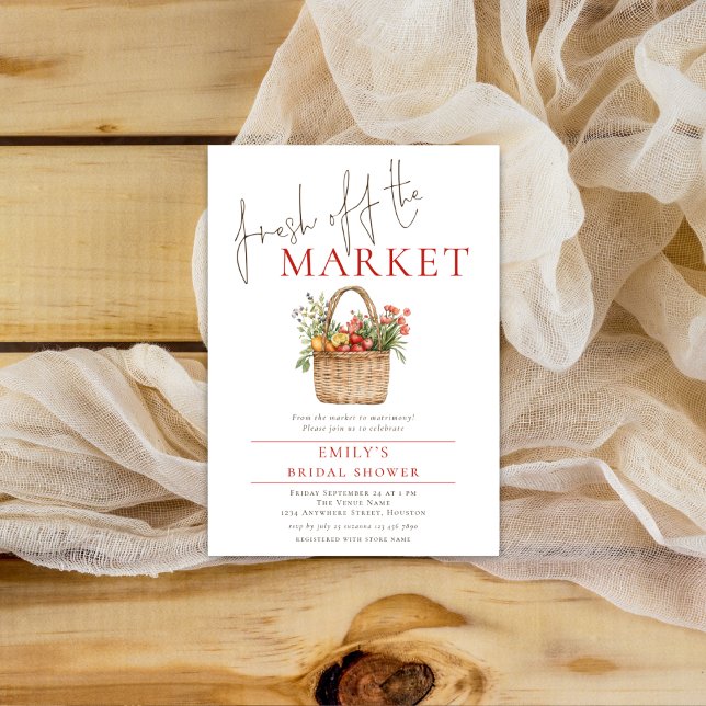 Modern Fresh off the Market Bridal Shower Invitation (Creator Uploaded)