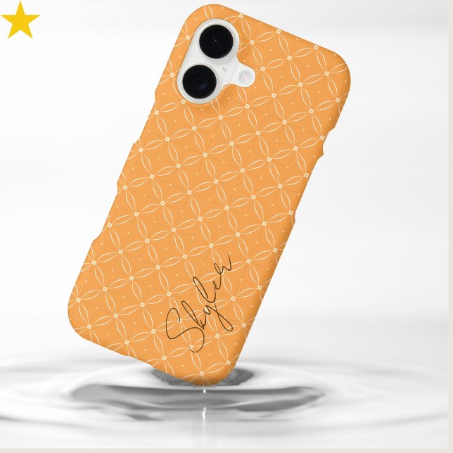 Modern Fresh Orange Circle Tiles Custom Name  iPhone Case (Creator Uploaded)